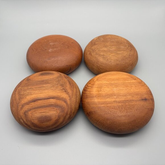 Vintage Teak Wooden Salad Bowls Set of 4 Mid Century Dining - Picture 9 of 10